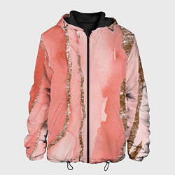 Куртка с капюшоном мужская Розовое золото акварель, цвет: 3D-черный