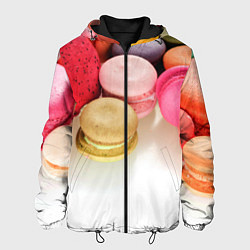Куртка с капюшоном мужская Разноцветные макаруны, цвет: 3D-черный