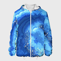 Куртка с капюшоном мужская Расплескалась синева абстракция, цвет: 3D-белый