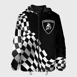Куртка с капюшоном мужская Lamborghini racing flag, цвет: 3D-черный