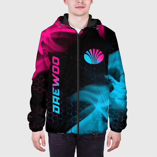 Мужская куртка Daewoo - neon gradient: надпись, символ / 3D-Черный – фото 3