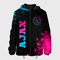 Куртка с капюшоном мужская Ajax - neon gradient: надпись, символ, цвет: 3D-черный