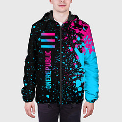 Куртка с капюшоном мужская OneRepublic - neon gradient: по-вертикали, цвет: 3D-черный — фото 2