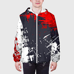 Куртка с капюшоном мужская Абстрактные брызги, цвет: 3D-белый — фото 2