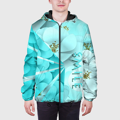 Мужская куртка Нежный цветочный smile / 3D-Черный – фото 3
