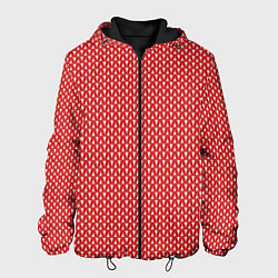 Куртка с капюшоном мужская Вязанное полотно - Красное, цвет: 3D-черный