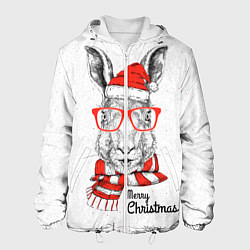 Куртка с капюшоном мужская Santa Rabbit Merry Christmas!, цвет: 3D-белый