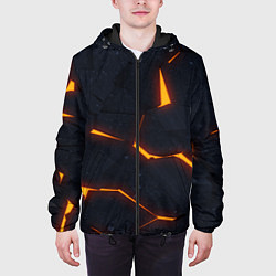 Куртка с капюшоном мужская Неоновые плиты в разломе, цвет: 3D-черный — фото 2