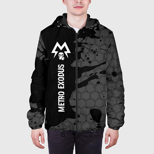 Мужская куртка Metro Exodus glitch на темном фоне: по-вертикали / 3D-Черный – фото 3