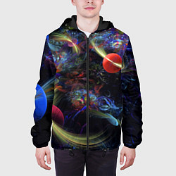 Куртка с капюшоном мужская Abstract space composition, цвет: 3D-черный — фото 2