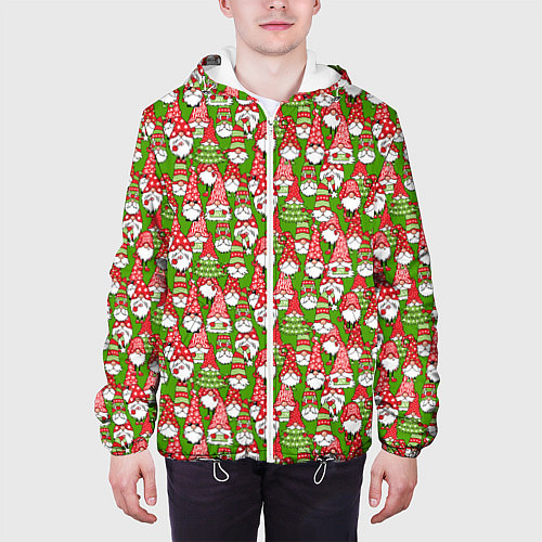 Мужская куртка Рождественские гномы / 3D-Белый – фото 3