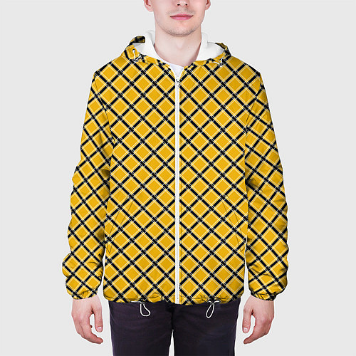 Мужская куртка Черно-желтый клетчатый узор / 3D-Белый – фото 3
