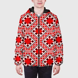 Куртка с капюшоном мужская Белорусская вышивка - орнамент, цвет: 3D-черный — фото 2