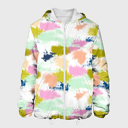 Куртка с капюшоном мужская Разноцветные мазки красками модный узор, цвет: 3D-белый