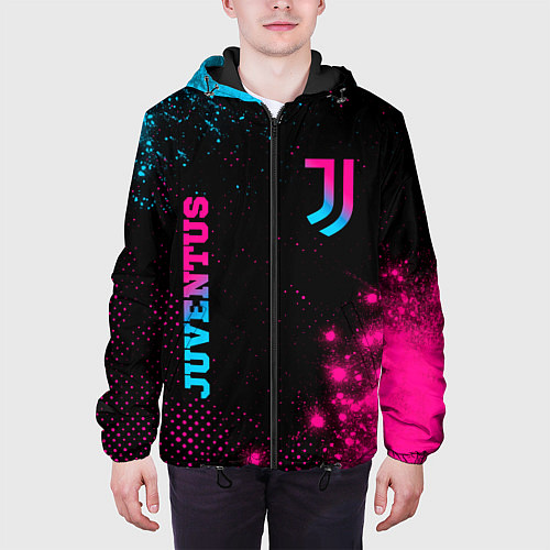 Мужская куртка Juventus - neon gradient: надпись, символ / 3D-Черный – фото 3