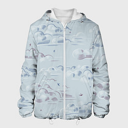 Куртка с капюшоном мужская Полёт птиц ласточек, цвет: 3D-белый
