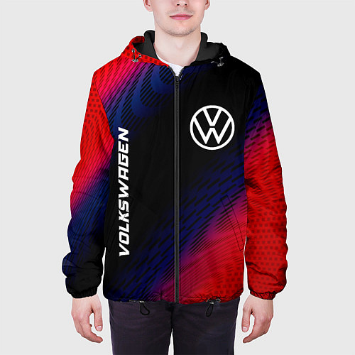 Мужская куртка Volkswagen красный карбон / 3D-Черный – фото 3