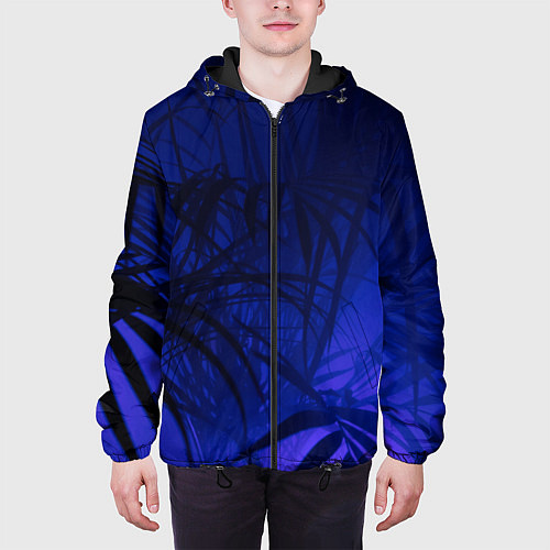 Мужская куртка Пальма в неоновом свете / 3D-Черный – фото 3