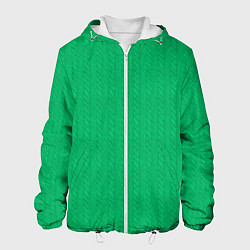 Куртка с капюшоном мужская Зеленый вязаный свитер, цвет: 3D-белый