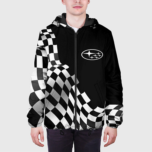 Мужская куртка Subaru racing flag / 3D-Черный – фото 3