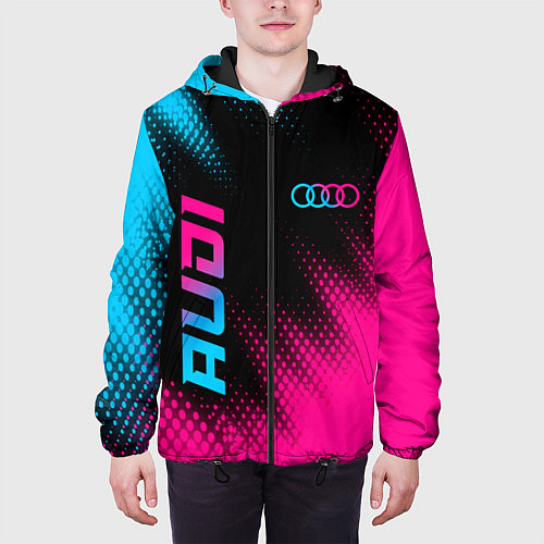 Мужская куртка Audi - neon gradient: надпись, символ / 3D-Черный – фото 3