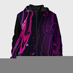 Куртка с капюшоном мужская Фиолетовые линии песка во тьме, цвет: 3D-черный
