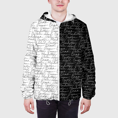 Мужская куртка Мемуары рукописный текст / 3D-Белый – фото 3