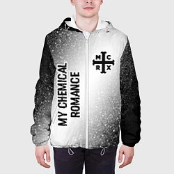 Куртка с капюшоном мужская My Chemical Romance glitch на светлом фоне: надпис, цвет: 3D-белый — фото 2