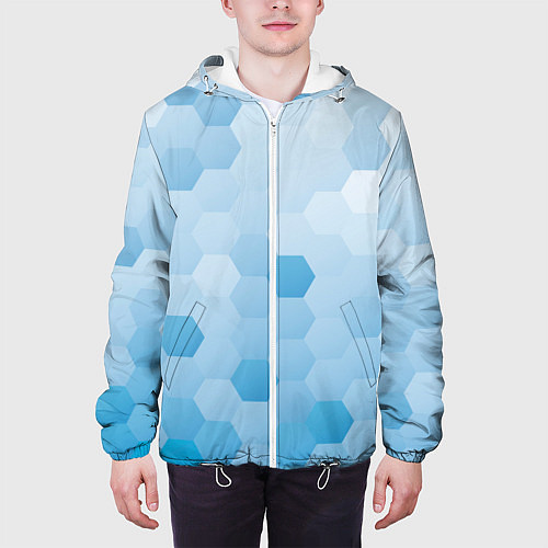 Мужская куртка Светло-синяя текстура-паттерн / 3D-Белый – фото 3