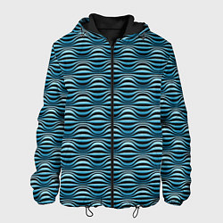 Куртка с капюшоном мужская Объёмные полосы - оптическая иллюзия, цвет: 3D-черный