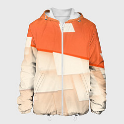 Куртка с капюшоном мужская Абстрактные геометрические оранжевые и светлые фиг, цвет: 3D-белый