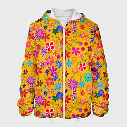 Куртка с капюшоном мужская Нарисованные цветы - орнамент, цвет: 3D-белый