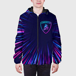 Куртка с капюшоном мужская Lamborghini neon speed lines, цвет: 3D-черный — фото 2