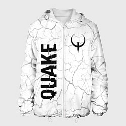 Куртка с капюшоном мужская Quake glitch на светлом фоне: надпись, символ, цвет: 3D-белый