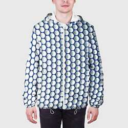 Куртка с капюшоном мужская Геометрические бело-синие круги, цвет: 3D-белый — фото 2