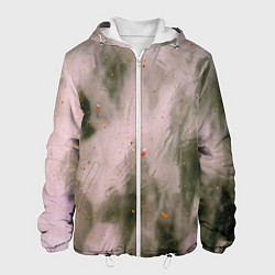 Куртка с капюшоном мужская Абстрактный туман и следы красок, цвет: 3D-белый