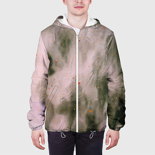 Мужская куртка Абстрактный туман и следы красок / 3D-Белый – фото 3