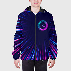 Куртка с капюшоном мужская Mercedes neon speed lines, цвет: 3D-черный — фото 2