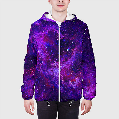 Мужская куртка Неоновый космос и звезды / 3D-Белый – фото 3
