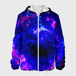 Куртка с капюшоном мужская Неоновый космос со звездами, цвет: 3D-белый