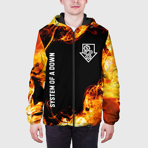 Мужская куртка System of a Down и пылающий огонь / 3D-Черный – фото 3