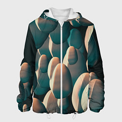 Куртка с капюшоном мужская Множество абстрактных летающих камней, цвет: 3D-белый