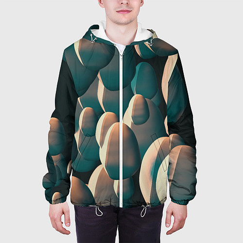 Мужская куртка Множество абстрактных летающих камней / 3D-Белый – фото 3