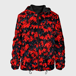 Куртка с капюшоном мужская Красные бегонии, цвет: 3D-черный