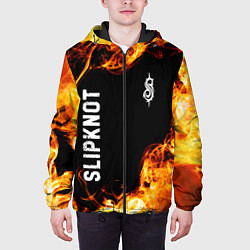 Куртка с капюшоном мужская Slipknot и пылающий огонь, цвет: 3D-черный — фото 2