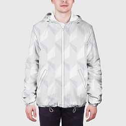 Куртка с капюшоном мужская Абстрактная серая геометрическая текстура, цвет: 3D-белый — фото 2