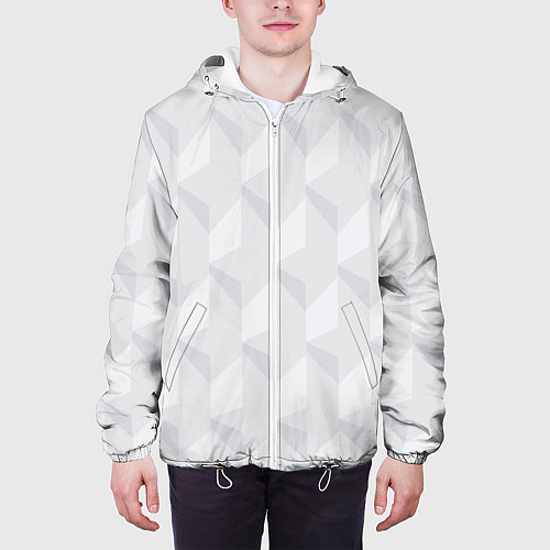Мужская куртка Абстрактная серая геометрическая текстура / 3D-Белый – фото 3