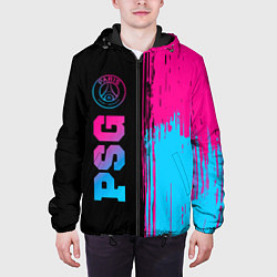 Куртка с капюшоном мужская PSG - neon gradient: по-вертикали, цвет: 3D-черный — фото 2