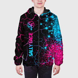 Куртка с капюшоном мужская Sally Face - neon gradient: по-вертикали, цвет: 3D-черный — фото 2
