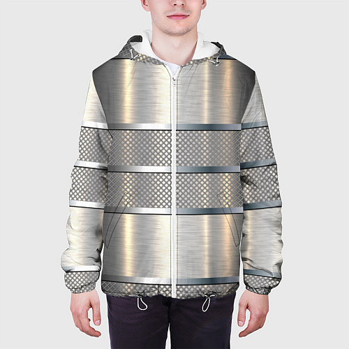 Мужская куртка Металлические полосы - текстура алюминия / 3D-Белый – фото 3